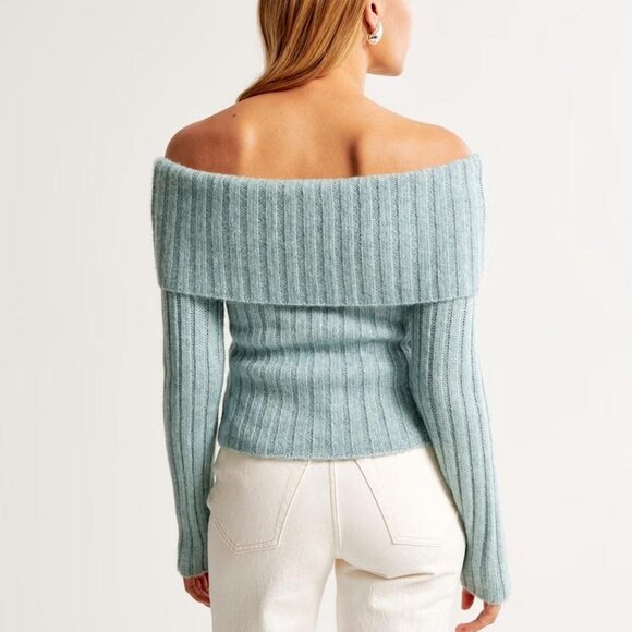 ABERCROMBIE & FITCH Women's Off-The-Shoulder Ribbed Sweater Size S - Picture 2 of 6